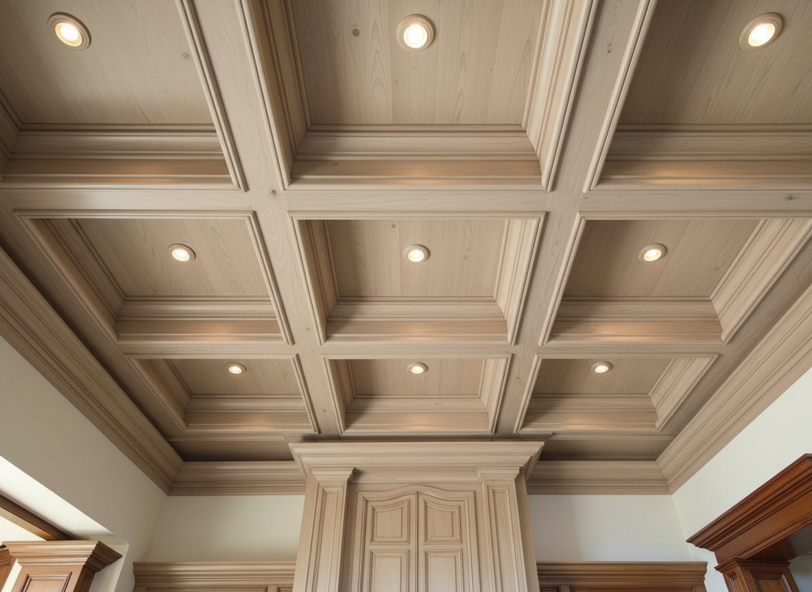 Custom wood coffered ceiling