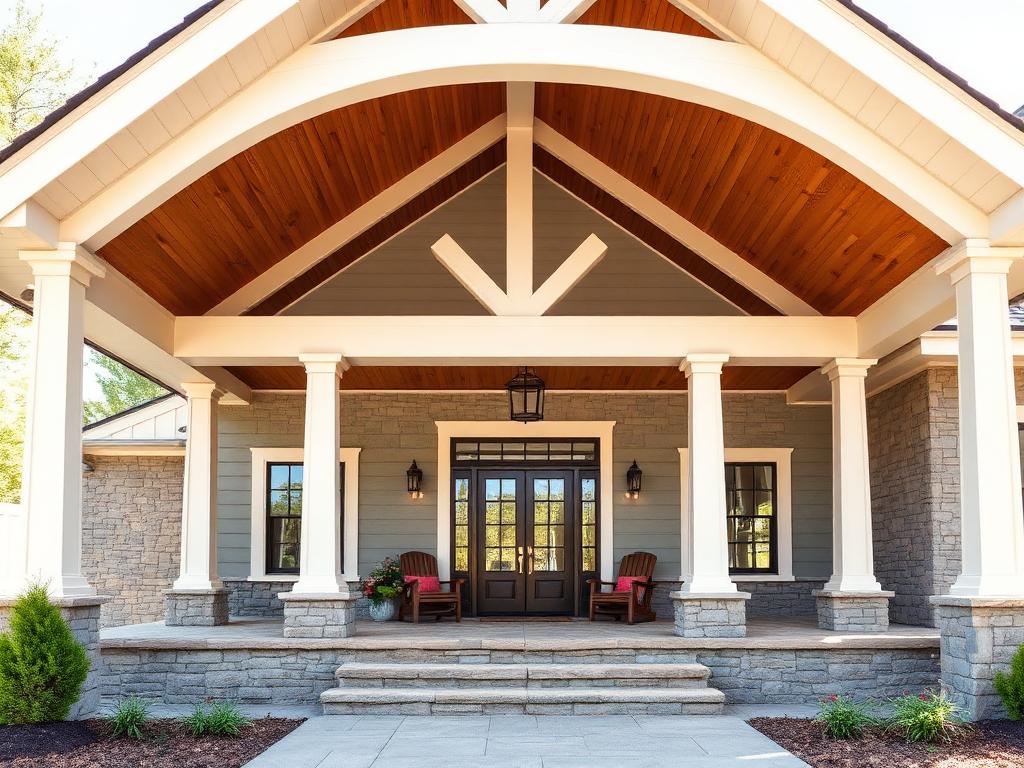 Craftsman covered porch with tapered columns SC