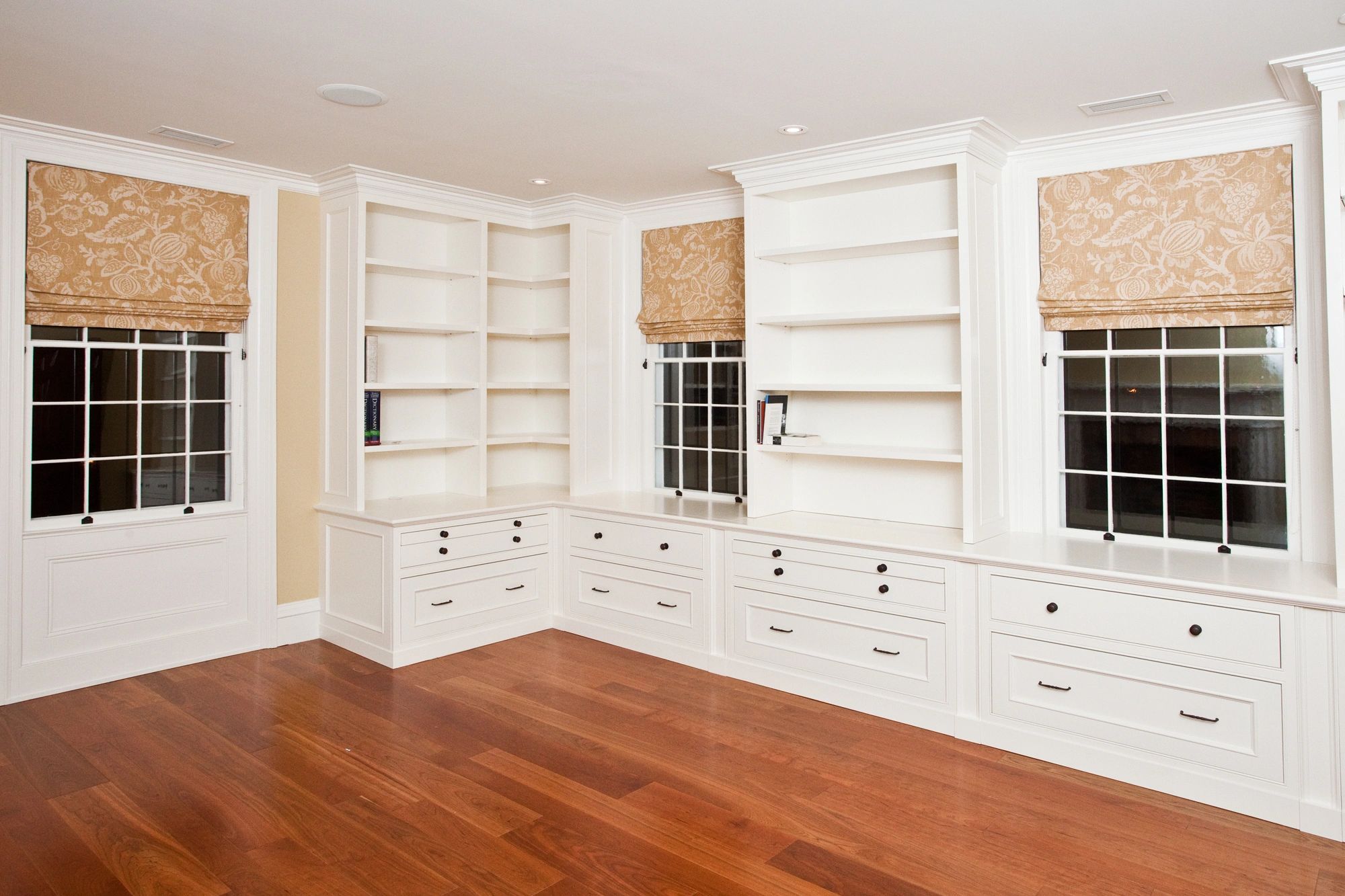 Custom walnut built-in shelving
